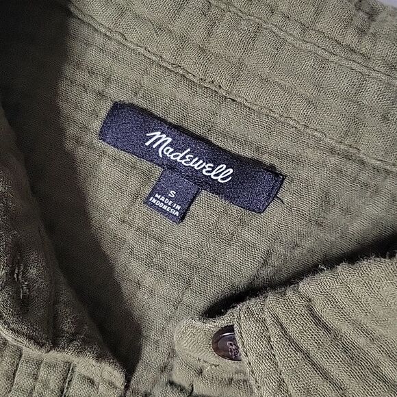 Madewell Textured Green Button Down Cotton Shirt - Picture 2 of 7